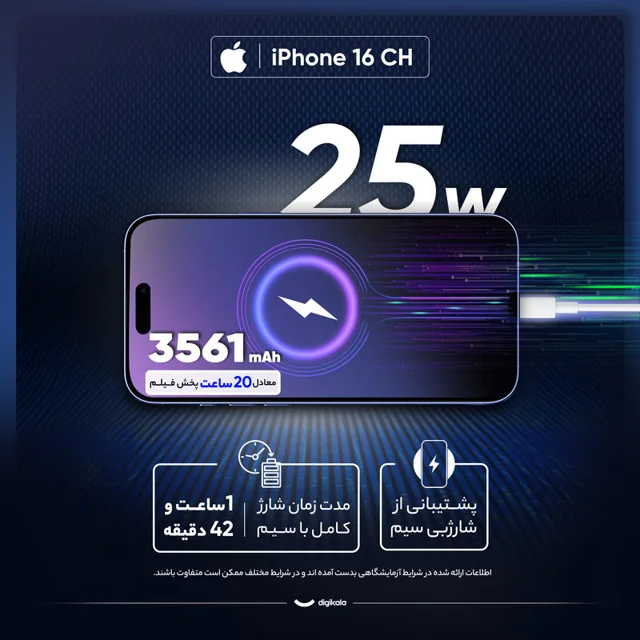 گوشی موبایل اپل مدل iPhone 16 CH دو سیم کارت ظرفیت 128 گیگابایت و رم 8 گیگابایت 102795919